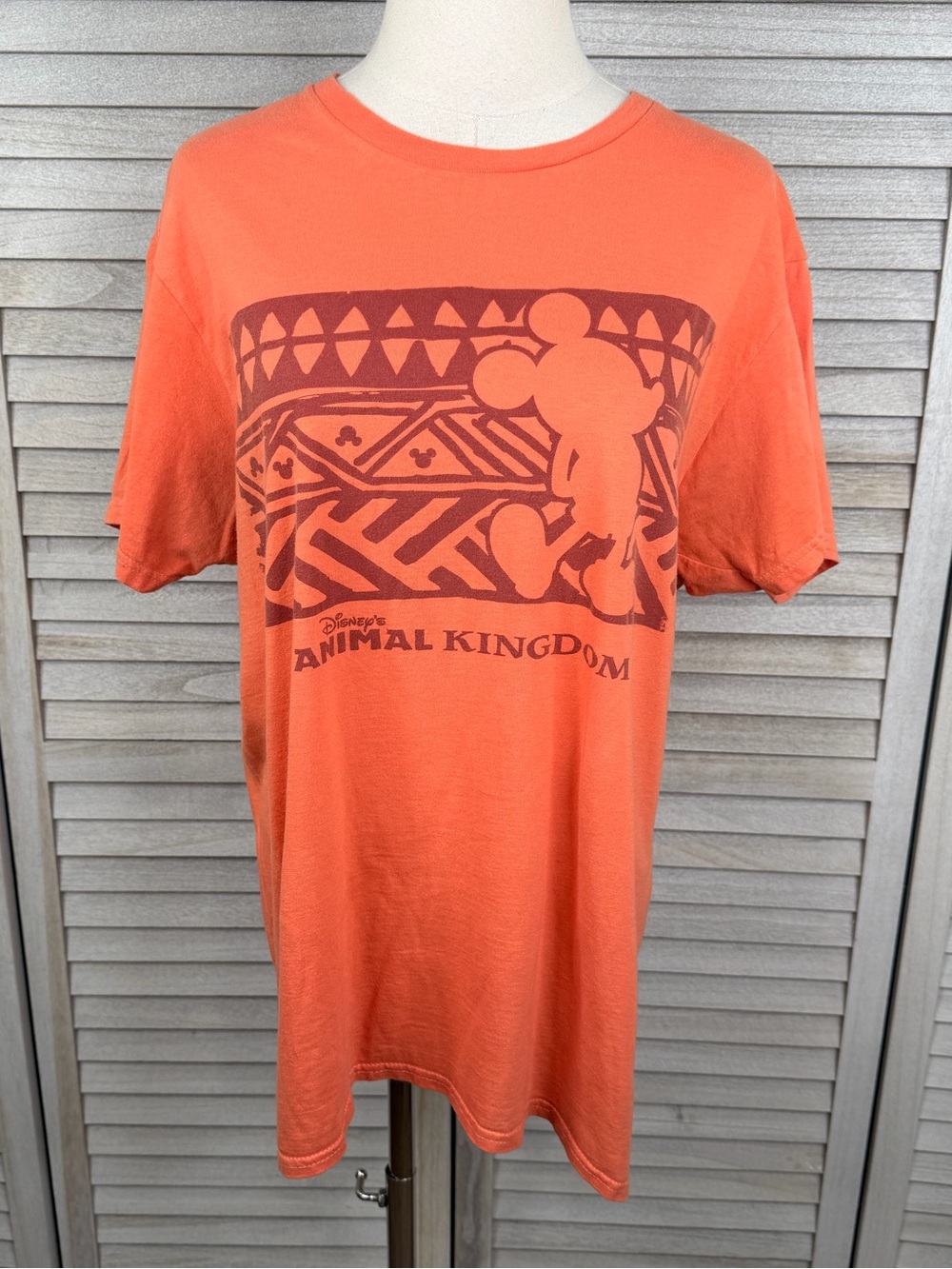 DISNEY PARKS Animal Kingdom Mickey Mouse Silhouette T-Shirt Orange Men's-Large